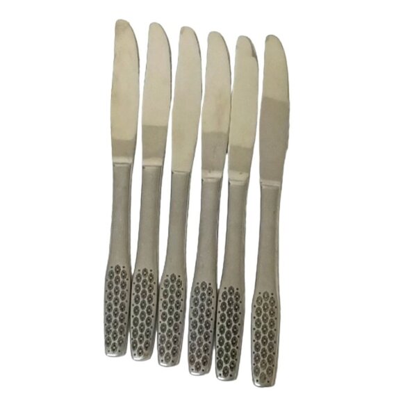 Vintage 1970s Viners 'Shape' Stainless Steel Dinner Knives Set of 6 - Picture 1 of 6